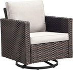 Outdoor Patio Swivel Rocker Chairs - Single Wicker Patio Swivel Rocking Chair with Waterproof Wicker,Comfortable Cushions and Sturdy Metal Frame for Outside Porch Deck Backyardd(Brown/Beige/1PC)
