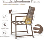 5 Pieces Aluminum Outdoor Dinning Set Featuring 1 Tables and 4 Ratten Chairs Waterproof and Rust-Proof Courtyard Style Table Garden/Balcony/Poolside, Light Brown 5Pcs