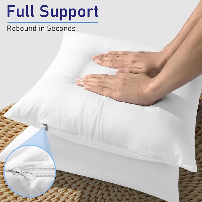 Pack of 4 12x20 Outdoor Pillow Inserts, Water Resistant Throw Pillow Inserts, Outdoor Lumbar Pillow for Patio, Furniture, Sofa, Bed, Living Room, Garden Decorative Waterproof Pillow Inserts