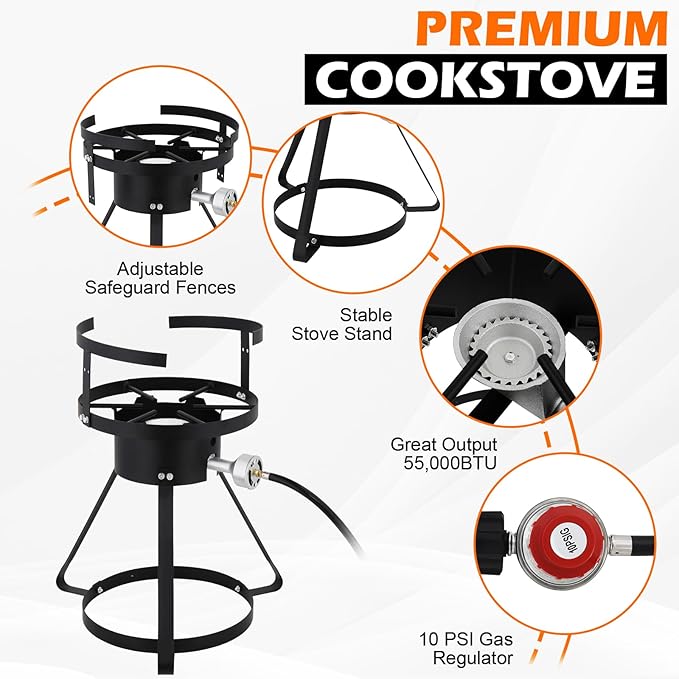 30 Qt Outdoor Round Turkey Deep Fryer Pot,Gas Propane Turkeys Fryer Set,Aluminum Seafood Boil Pot,Turkey Deep Fryers Set,with Propane Gas Burner and Basket,for Crab Lobster Shrimp Boiling (Silver)