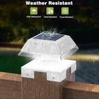 INDARUN Solar Post Lights Outdoor Waterproof, 2 Colors Modes, 120 Lumen, Solar Fence Deck Post Lights for 4x4 Post Caps - 4x4 5x5 6x6 Wood Posts/4x4 Vinyl Posts, for Front Porch, Paito, Backyard Decor