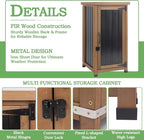 Outdoor Storage Cabinet Waterproof with Metal Top, Wooden Potting Bench Table Tool Organizer with Adjustable Shelf for Patio Backyard Garden