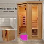 Smartmak Far Infrared Sauna Room with Recliner, 1 Person Indoor Canadian Hemlock Sauna Room, Carbon Crystal Heating Panel and Heating Tubes, 7 Color Light, Oxygen Bar, Bluetooth Speaker (220V, 2300W)