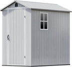 Patiowell 4 x 6 Resin Storage Shed, Outdoor Plastic Garden Shed with Lockable Door & Window, Easy Assembly Tool Shed for Backyard, Light Gray