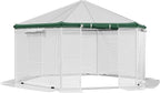 AMERLIFE 13.5x13.5x9 FT Hexagonal Walk-in Greenhouse for Outdoors, Heavy-Duty Greenhouse with Windbreak Ropes, Waterproof PE Cover, Ground Stakes, Tunnel Green House for Garden, White/Green