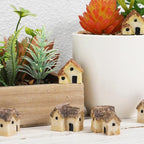 12 Pcs Miniature Fairy Garden Stone House,Mini Fairy Stone Resin House Cottage Statues Sculptures for Micro Landscape Dollhouse Decor