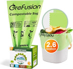 GreFusion 2.6 Gallon Compostable Trash Bags, 100 Count, Extra Thick 0.71 Mil, Certified by BPI and ASTM D6400, Perfect Fit for Small Trash Cans