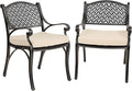 Kinger Home Harmon 2-Piece Cast Aluminum Outdoor Patio Chair, Patio Seating with Cushions, Chairs for Outside, Weather Resistant, Cushions Included