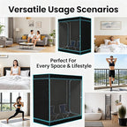Sauna,2 Person Portable Steamer Sauna Set,Foldable Wet Sauna Tent Set with 2.5L 1500W Steamer,Full Size Home Sauna,with Folding Chair,Remote Control,Blue