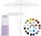 Midtown Umbrellas The Swilt 9 Feet Patio Umbrella in Terylast Ivory (White) Polyester Fabric - Fiberglass Ribs, Auto-Tilt Aluminum Frame For Backyard, Deck, Garden, Pool - White Pole