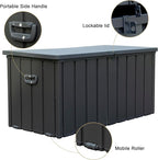 Deck Box,120 Gallon Indoor and Outdoor Storage Box, Lockable Large Patio Storage Bin for Outside Cushions, Garden Tools (Dark Grey)