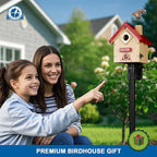 Wren Bird House, Premium Wooden Bird Houses for Outside, Classic Cabin Design Birdhouses for Outdoors, Hanging Bird House, Red-Breasted Nuthatch Wren Chickadee