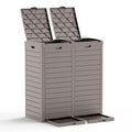 62 Gallon Outdoor Trash Can with Tiered Lid and Drip Tray,Waterproof Resin Waste Bin Indoor,Durable,Stylish,Lightweight Garbage Bin for Patio,Kitchen,Backyard and Office(Light Brown)