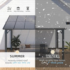 AECOJOY 12' x 8' Gazebo Outdoor Pergola for Patio, Hard Top Lean to 8x12 Gazebo Shelter Pergolas and Gazebos Clearance with Patio Roof, Large Wall-Mounted Heavy Duty Awnings for Patio, Decks, Backyard