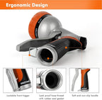 RESTMO Garden Hose Nozzle, Heavy Duty Metal Water Hose Nozzle with 7 Adjustable Spray Patterns, High Pressure Hand Sprayer with Flow Control, Best for Watering Plant & Lawn, Washing Car & Pet, Orange