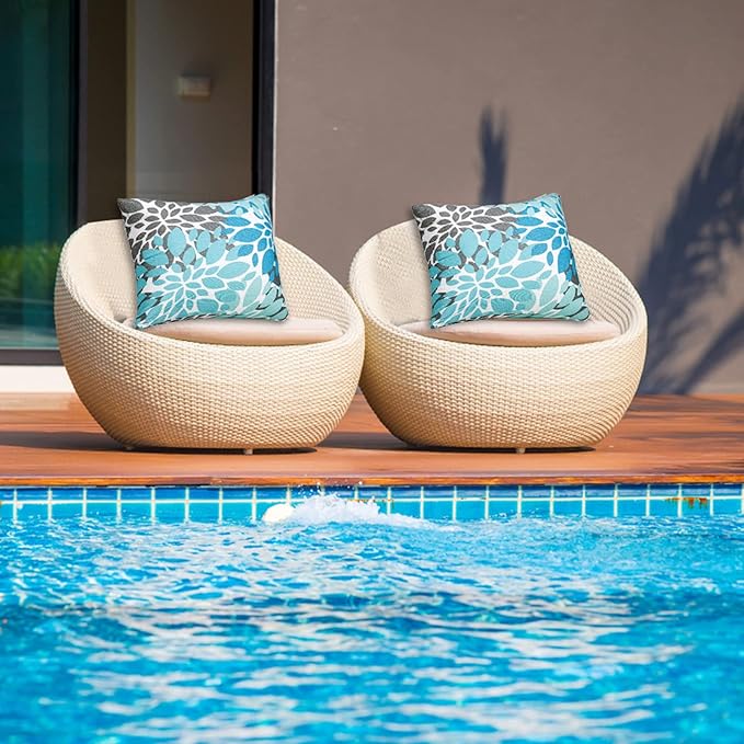 JMGBird Outdoor Pillows Waterproof Set of 2 Outdoor Throw Pillows with Insert Included Pillow 18×18 Inch Outdoor Pillow for Patio Furniture