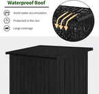 MCombo Outdoor Storage Cabinet, Wooden Storage Shed with Latch, Outside Garden Tool Shed with 2 Doors for Patio Yard Lawn, 0808 (Black, Medium)