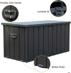 Deck Box,100 Gallon Indoor and Outdoor Storage Box, Lockable Large Patio Storage Bin for Outside Cushions, Garden Tools (Dark Grey)