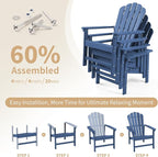 Stackable Adirondack Chair, Space Saving HDPE All-Weather Fire Pit Chairs for Outdoor Lawn Porch Deck