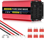 SUNWHEEL 4000W Pure Sine Wave Inverter, Solar Off-Grid Inverter, 12V DC to 110V 120V AC for RV、Microwave、Truck、Refrigerator、Freezer、TV、Air Conditioner with 4 AC outlets and LCD Display