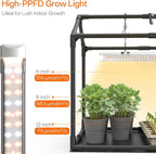 Bstrip Indoor Greenhouse with Grow Light, Mini PVC Tent with PE Base Mat, Ventilation Windows & Zippered Door, 18W Tabletop Greenhouse Light for Seed Starting with Timer, 23.8" x 15.7" x 20.5"
