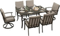 HAPPATIO 7 Piece Patio Dining Set, Aluminum Outdoor Dining Set for 6, Patio Furniture Sets, 2 Swivel Dining Chairs, 4 Dining Chairs, Aluminum Furniture Set for Patio, Yard (Black)