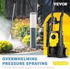VEVOR Electric Power Washer, 2000 PSI, Max 1.65 GPM Pressure Washer w/ 30 ft Hose & Reel, 5 Quick Connect Nozzles, Foam Cannon, Portable to Clean Patios, Cars, Fences, Driveways, ETL Listed