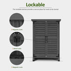 MCombo Outdoor Storage Cabinet, Small Storage Shed with Removable Shelf, Wood Garden Shed with 2 Doors for Yard Patio Lawn (24.6 x 18.3 x 38.2 inch) 0985 (Grey)
