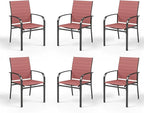 HERA'S HOUSE Outdoor Dining Chairs Set of 6, Patio Lawn 36" Textilene Fabric Chair with Wrought Iron Metal Frame Support 350lbs for Garden Backyard Lawn Kitchen, Red