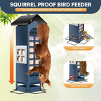 Squirrel Proof Bird Feeder,Mesh Metal Bird Feeders for Outdoors Hanging,2LB Large Capacity, Gravity Protection Squirrel Proof Wild Bird Feeders with Finch Cardinal Chickadee (Blue)