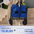 Collapsible Folding Wagon, Heavy Duty Foldable Cart with Wheel, Lightweight Utility Grocery Carts with 200lbs Weight Capacity for Garden, Beach, Camping Sports, Fishing (Royal Blue)