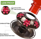 Hummingbird Feeder, BOLITE Glass Hummingbird Feeders for Outdoors Hanging, with Ant Moat and Five Feeding Ports, 22 Ounces, Leak Proof, Red, Birthday Gifts for Women Men, Gifts for Mom Dad