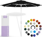 Midtown Umbrellas The Swilt 8 Feet Patio Umbrella in Terylast Ebony (Black) Polyester Fabric - Fiberglass Ribs, Auto-Tilt Aluminum Frame For Backyard, Deck, Garden, Pool - White Pole
