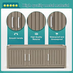 ROJIK Shoe Cabinet Waterproof UV-Resistant,Storage Bench Indoor Outdoor with Adjustable Shelves,for Entryway Bedroom,Hallway,Living Room(3 Door,Grey)