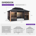 PURPLE LEAF 12' X 16' Sunroom Patio Hardtop Gazebo Double Top Galvanized Steel Screen House Aluminum Sun Room Outdoor Solarium for Garden Backyard
