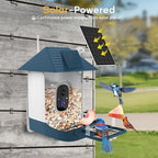 Bird Feeder with Camera,WiFi Outdoor Smart Bird Feeder Camera with Built-in AI Birds Recognition,Solar Powered,Auto Record Video by Cloud Storage,FHD Birds House with Cam,Ideal Gift for Dad and Mom
