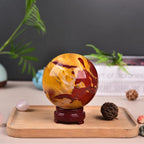 JIC Gem Natural Eggs Yolk Quartz Ball Sphere Big Gemstone Ball Healing Crystal Decorative Ball with Stand Chakra Meditation Reiki Desktop Decoration 9-10cm