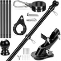 REERON House Flag Pole, 5 FT Metal Spinning Flag Poles Kit, 1" Tangle Free Stainless Steel Flagpole with 360° Flag Rings & 2-Position Holder Bracket for Outside House Porch Wall Mount for 3x5 Flag