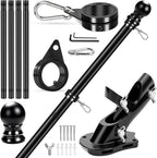 REERON House Flag Pole, 5 FT Metal Spinning Flag Poles Kit, 1" Tangle Free Stainless Steel Flagpole with 360° Flag Rings & 2-Position Holder Bracket for Outside House Porch Wall Mount for 3x5 Flag