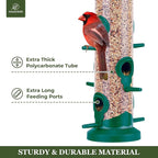 Kingsyard 2 Pack Tube Bird Feeders for Outdoors Hanging, Premium Hard Plastic Bird Feeder with 6 Feeding Ports, Weatherproof & Steel Hanger, Attracting for Wild Birds (Green)