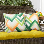 Pyonic Pack of 2 Decorative Outdoor Waterproof Pillow Covers 18x18 Square Garden Outside Polyester Throw Pillow Covers for Patio Tent Couch Funiture, Colorful Blue Yellow