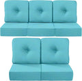 Luxury 22x24/22x25 6-Inch Outdoor Cushions for 5 Peice Patio Furniture Set - Set of 5 Water Repellent Pillow for Wicker Rocking Swivel Chairs Loveseat Couch Sectional Sofa - Turquoise