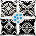 Cirzone Outdoor Pillow Covers 18x18 Set of 4 Morden Black Geometric Patterns Waterproof Throw Outdoor Pillows Boho Decorations for Funiture Patio Garden Home