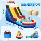 Inflatable Water Slide for Adults, 21FT 100% PVC Waterslide with Big Splash Pool, Widen Slide with Shallow Pool, 750W Air Blower, Ideal for Backyard, Park (Color Arc)