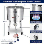 ARC 52QT Stainless Steel Stockpot With 200,000BTU Propane Burner, Seafood Boil Pot and Burner with Basket and Steamer Rack, Cookware for Crawfish Crab Shrimp Lobster Boil, Turkey Fryer, Tamale Steamer