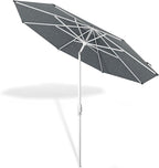 Midtown Umbrellas The Swilt 9 Feet Patio Umbrella in Sunbrella Cast Slate Acrylic Fabric - Fiberglass Ribs, Auto-Tilt Aluminum Frame For Backyard, Deck, Garden, Pool - White Pole