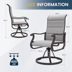 Amopatio Padded Patio Swivel Chairs Set of 4, Outdoor Dining Chairs with Ultra Soft Textilene High Back Seat & Metal Rocker Frame, for Backyard Deck Garden (Light Gray)