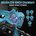 2-in-1 Cordless Pole Saw, 8 Inch Brushless Pole Chainsaws for Makita 18V Battery, 8 lb Lightweight, Auto Oiling, 14.8 FT MAX Extension Pole Saws for Tree Trimming(NO Battery)