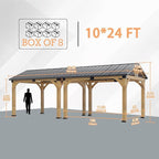 10x24 ft Cedar Wood Gazebo, Hardtop Gazebo with Galvanized Steel Peak Roof, Outdoor Pavilion for Snow Support, Wind Resistance, PowerPort, Shade for Garden, Patio, Deck