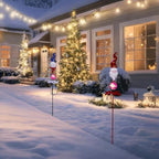 Solar Christmas Decorations Outdoor,2 Pack Snowman＆Santa Claus Xmas Pathways Lights,Christmas Solar Garden Stake Lights for Outside Lawn Patio Landscape
